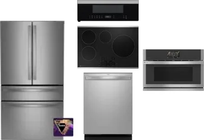 5 Piece Package Includes Refrigerator, Cooktop, Wall Oven, Microwave And Dishwasher
